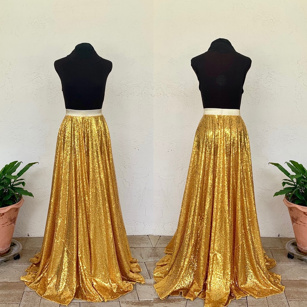 New Sunshine Golden Maxi Sequin Skirt